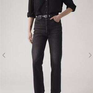 Levi's Ribcage (High-Rise) Straight Leg Black Denim Jeans Women’s Size 28